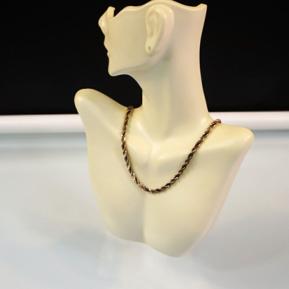 Vintage Rope Chain Gold Silver Black Colored Intertwined Thread 18 Inch